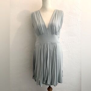 Elegant Ocean Blue/Gray Gathered Sleeveless Knit Dress by Walter, Women’s M